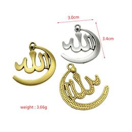 Stickers 60pcs Metal Twocolor Allah Charm Pendant for Diy Bracelet, Necklace, Earring Connexion Accessories Making Wholesale Zinc Alloy