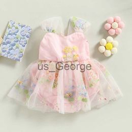 Giyim Setleri Tatlı Yenidoğan Bebek Kız Romper Elbise Kolsuz Prenses Kız Çiçek Nakış Tulum Rahat Bahar Yaz Giyim J230630