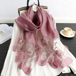 Scarves 2023 Silk And Wool-blend Embroidered Scarf Elegant Versatile Long Shawl Tulle Embellished Women's