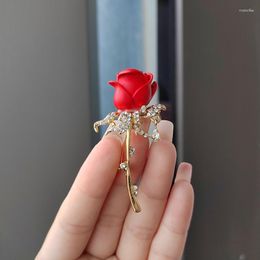 Brooches Tulip Rose Brooch For Women Elegant Corsage Fashion Red Flower Pin Dress Luxury Zircon Jewelry Accessories Party Gifts
