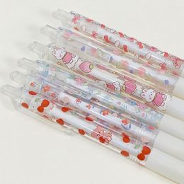 Pcs Clear Handle Floral Press Gel Pen 0.5mm Black Ink School Office Writing Stationery