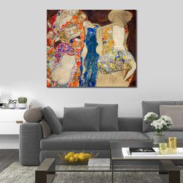 Golden Canvas Art Die Braut Gustav Klimt Painting Handmade Artwork Luxury Hotel Decor