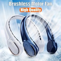 1pc 2023 New Portable Neck Fan Mini Wireless Fan Bladeless USB Rechargeable Sports Cooling Fan For Outdoor Sports Travel High-End Brushless Motor Silicone