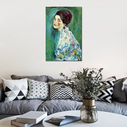 Decorative Art Portrait of A Lady Gustav Klimt Painting on Canvas Handmade Living Room Decor