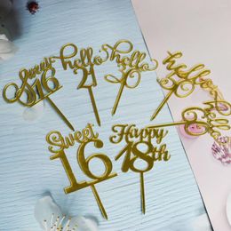 Festive Supplies Wedding Decor Sweet 16 18 Anniversary Acrylic Cake Topper Bridal Shower Dessert Table Plug In Birthday Party Decoration