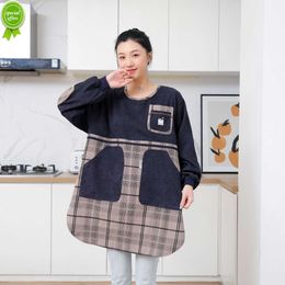New Fashion Large Men's Apron Coverall Home Long sleeve Adult Work clothes Women's practical Apron Household cleaning oilproof apron