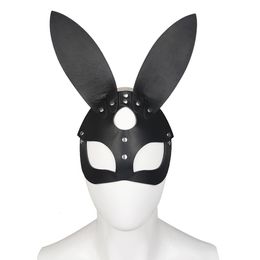 Party Masks Sexy Girls Bunny Cospaly Anime Face Helemt Black Rabbit Ear PU Leather Masques Gifts 230630