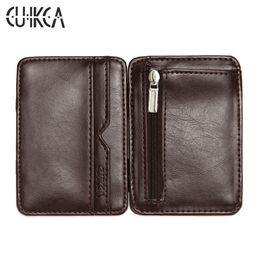 CUIKCA Magic Wallet Thread Unisex Wallet Magic Money Clip Zipper Purse Slim Leather Wallet Business ID Credit Card Case