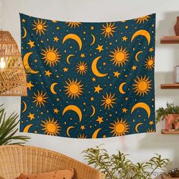 Other Home Decor Golden Sun Moon Tapestry Hanging Starry Sky Celestial Tapestries Background Cloth For Bedroom Home Decor R230630