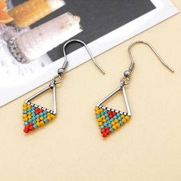 Dangle Earrings Go2Boho Geometric Triangle Pattern Fashion Jewelry Stainless Steel Miyuki Woven Drop Earings For Women