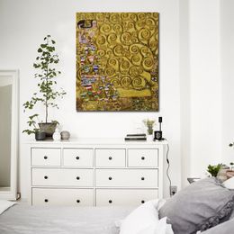 Decorative Art Expectation (luxury Line) Gustav Klimt Painting on Canvas Handmade Living Room Decor