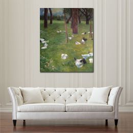 Famous Gustav Klimt Oil Painting After The Rain Garden with Chickens Canvas Art Handmade Romantic Artwork Wall Decor