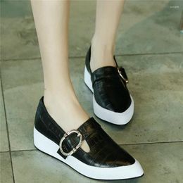 Dress Shoes 2023 Low Top Loafers Women Genuine Leather Pumps Female Pointed Toe Platform Oxfords Casual Wedges Mary Janes