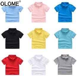 Polos OLOME Summer Solid Children Polo Shirts Cotton Classical Short Sleeve Polo Shirts Boys School Clothes Unisex Kids Top Tees 230629