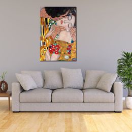 High Quality Gustav Klimt Oil Painting Reproduction The Kiss (close-up) Ii Handmade Canvas Art Female Modern Bedroom Decor