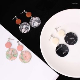 Stud Earrings Unique Design Geometric Round Acetic Acid Wood Grain For Women Fashion Ear Jewelry Accessories Wholesale