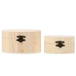 Gift Wrap 2 Pcs Wooden Storage Bins Round Box Home Accessories 12.6x12.6cm Parts Case