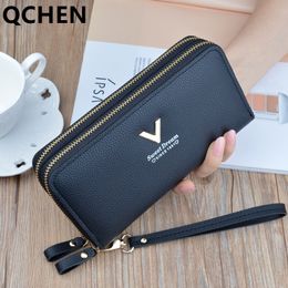 Women's wallet fashion V Ladies mobile phone bag long ladies new clutch bag star Double zipper hand strap bag Multiple color 697