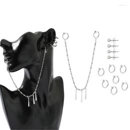 Necklace Earrings Set 517F Fashion Lip Chain Hoop Horimiya For Women Teen Girls Crawler Studs Female
