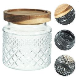 Storage Bottles Glass Canister With Lid Jars Cereal Containers Airtight Canisters Sugar Bowl Sets The Kitchen Wood Lids