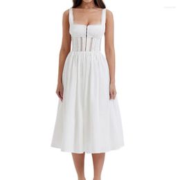 Casual Dresses Women Corset Dress Evening Party Summer Clothes Chic And Elegant Lace Trim Sleeveless A-Line Sexy Club Y2k Streetwear