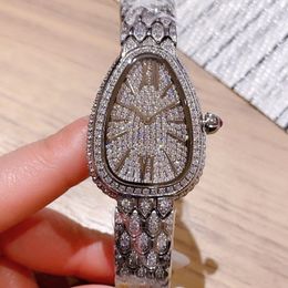 Women's High Quality Casual Business Diamond Watch Serpentine Shadow All Star Pink Gemstone with Swiss Quartz Movement Sapphire Mirror Serpentine Luxury Watch