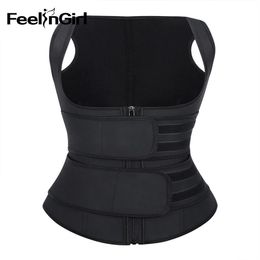FeelinGirl Plus Size 100%Latex Top Women Shaper Adjustable Waist Trainer Belt Underwear Slimming Tummy Control Shapewear Y200710274q