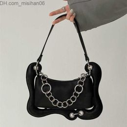 Waist Bags Waist Bags Harajuku Shoulder Woman Metal Chain Handbags Cross Paper Clip Messenger Purses 221119 Z230630