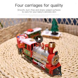Electric/RC Track Christmas Rail Car Intellectual Development With Light And Sound Small Train Smooth Round Edges Children Train Toys No Burrs 230629