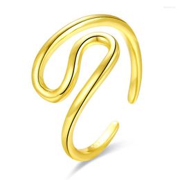 Cluster Rings S925 Sterling Silver Line Ring Geometric Minimalist Irregular Curved Female Design Sense Ins Net Red
