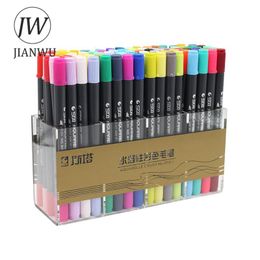 Markers JIANWU 12 24 36 48 80Colors/Set STA3110 Colour Soft Brush Cartoon Scriptliner Water Mark Pen Double Pens Drawing Supplies