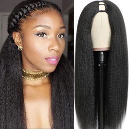 Synthetic Wigs Kinky Straight U Part Wig 1030 Inch Yaki For Black Women Daily Use Glueless Full Machine Made 230630