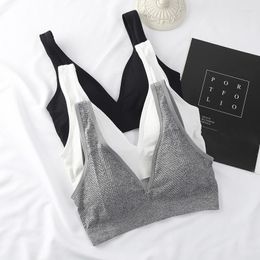 Yoga Outfit Women's Seamless Sports Bra Deep V-neck Tube Top Sexy Fitness Underwear Backless