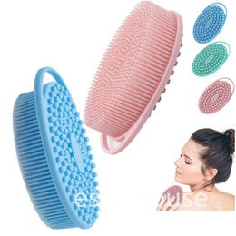 Bath Brushes Sponges Scrubbers Sile Body Scrubber Loofah Double Sided Exfoliating Shower Brushes For Kids Men Women Drop Delivery Dhz6V
