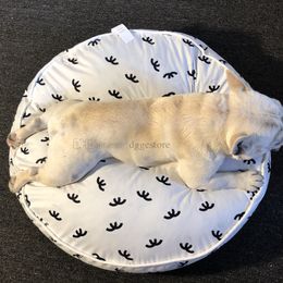 Designer Dog Beds Soft and Comfortable cloth Dog Kennel with Classic Letter Large Round Indoor Outdoor Pet Dog Bed With Removable Washable Cover Black S M15