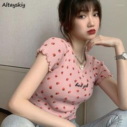 Women's T Shirts T-shirts For Women O-Neck Letter Fit Summer Pink Lovely Preppy Style Sweet Streetwear Ladies Printed All-match Ulzzang Chic
