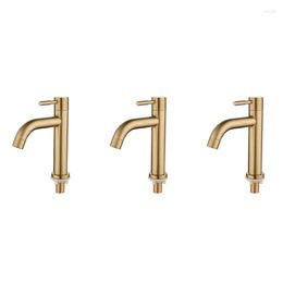 Bathroom Sink Faucets 3X Brush Gold Single Cold Basin Faucet 304 Material Mixer Water Wash Tap-A