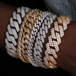 bracelet necklace mossanite Hip Hop Jewelry Men Gold Plated 925 Sterling Silver Vvs Moissanite Diamond Iced Out Cuban Link Bracelet with Mechanical Watch