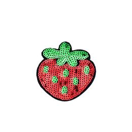 10PCS Strawberry Sequined Patches for Clothing Iron on Transfer Applique Fruit Patch for Jeans Bags DIY Sew on Embroidery Sequins2069