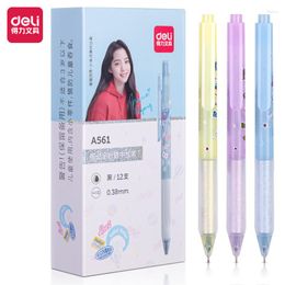 Deli Pens 12pcs Fashion Stationery Bling Full Needle For School Supplies Cute Things 0.38mm Writing Accessories