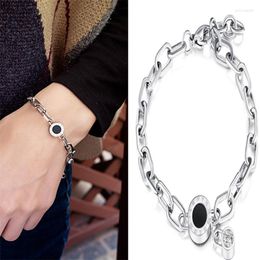 Link Bracelets 316L Stainless Steel Chain & For Women Roman Numerals Charm Bangles Lover Fashion Gold Colour Jewellery