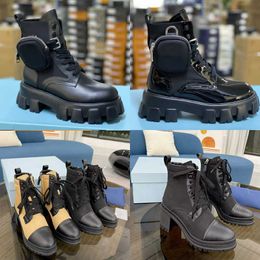 Women Designers Rois Boots Ankle Martin Boots Nylon Boot Military Inspired Combat Boots Nylon Bouch Attached To The Ankle Platform Heels Shoes NO43