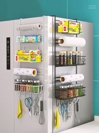 Storage Holders Racks 2/4/6 Layer Refrigerator Side Shelf Organizer Hanging Wall Shelf Fridge Storage Rack Paper Towel Holder Kitchen Spice Organizer 230629