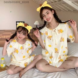 Parent-child Summer Pyjamas Sets Mother and Daughter Matching Sleepwear Women's Coming-Home Outfit Mom and Me Clothes Night Wear