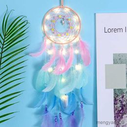 Other Home Decor Dream Led Handmade Feather Braided Wind Chimes Art For Room Decoration Hanging Home Christmas Decor Poster R230630