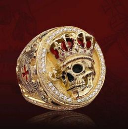 2023 Fashion Jewelry European and American Style Skull Crown Crossed Bones Wing Gold Plated Colorful Alloy Male Ring for Men Party