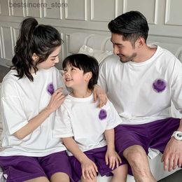 Parent-child Outfit 2023 New Baby Family T Shirt Father Mother and Son Daughter Matching Clothes Sets Dad and Baby Cotton Suit L230522