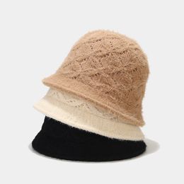 Autumn Winter Polyester Solid Color Warm Bucket Hat Fisherman Hat Outdoor Travel Cap for Girl and Women 207