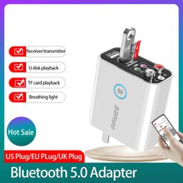 Connectors Us/eu Plug Bluetooth Adapter Aux Bluetooth V5.0 Receiver Audio Transmitter U Disk/tf Card Playbac for 3.5mm Computer Tv Adapter