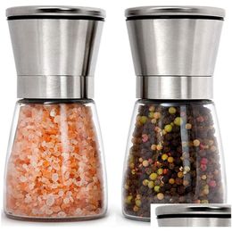 Mills Stainless Steel Salt And Pepper Grinder Adjustable Ceramic Sea Mill Kitchen Tools Drop Delivery Home Garden Dining Bar Dh2Og